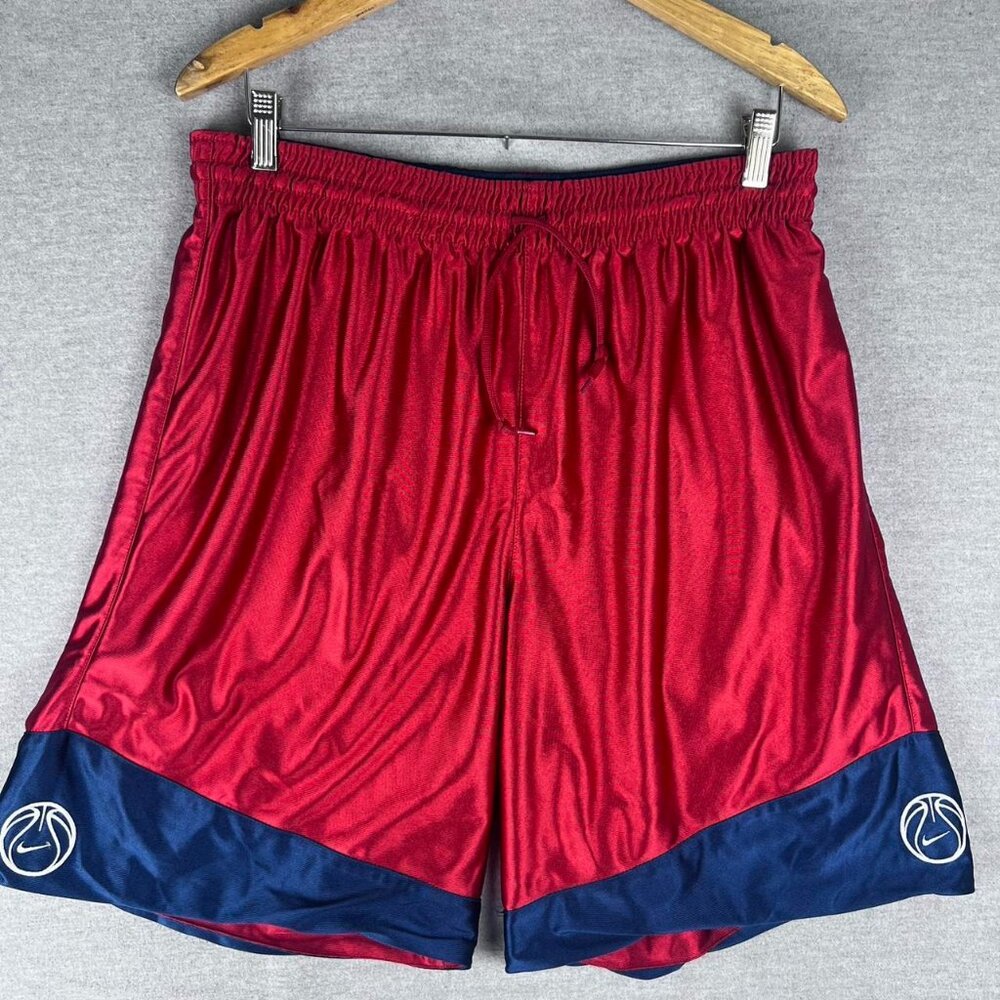 VTG Nike Basketball Mesh Athletic Shorts Red Navy Fits L-XL 90s Shiny Dazzle